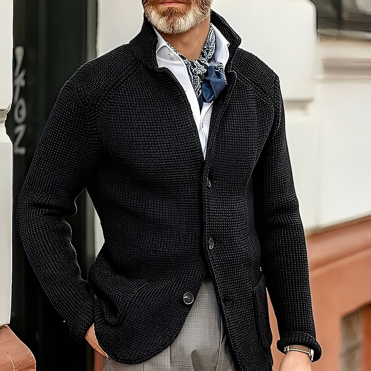Massimo™ | Cardigan elegante con collo alto per uomo