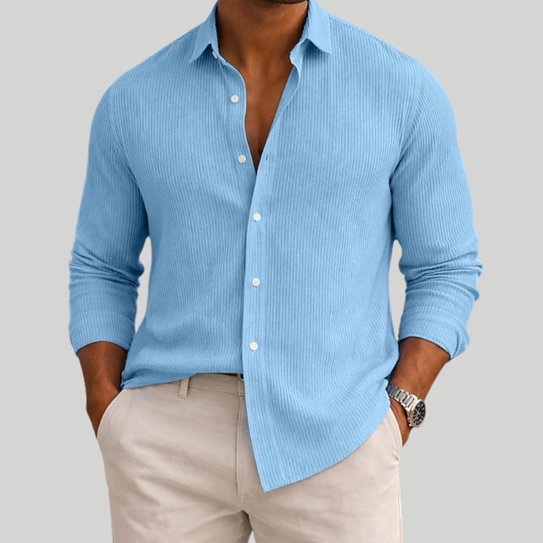 Camicia estiva di lusso a coste con bottoni