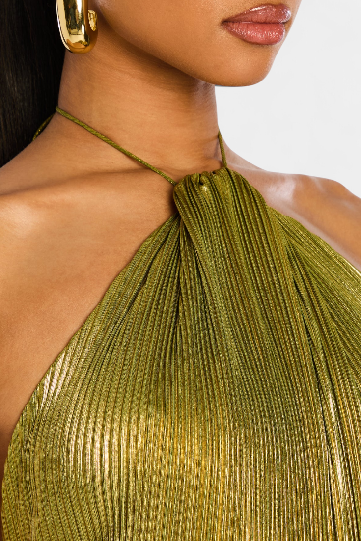 Fabiola | Vestito Halter Aperto sulla Schiena Metallico