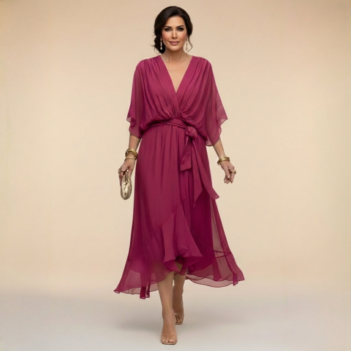 Beatrice – Abito in chiffon con scollo a V