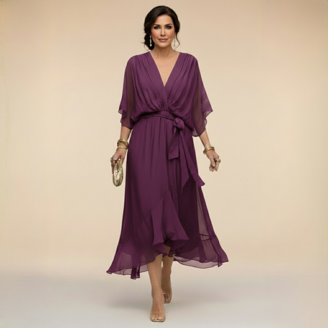 Beatrice – Abito in chiffon con scollo a V