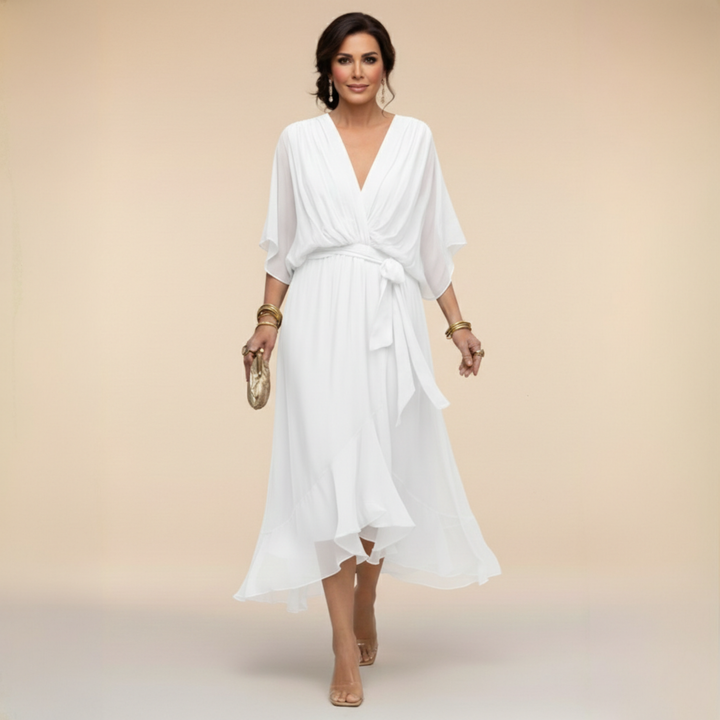 Beatrice – Abito in chiffon con scollo a V