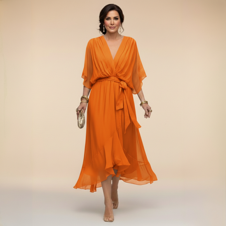 Beatrice – Abito in chiffon con scollo a V