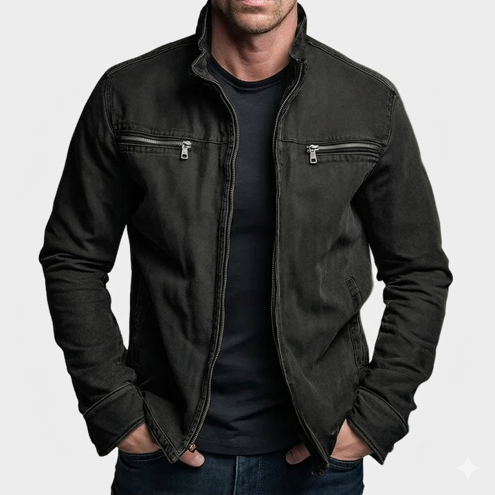 Giacca Denvera Vittorio in Cotone Vintage con Chiusura a Zip
