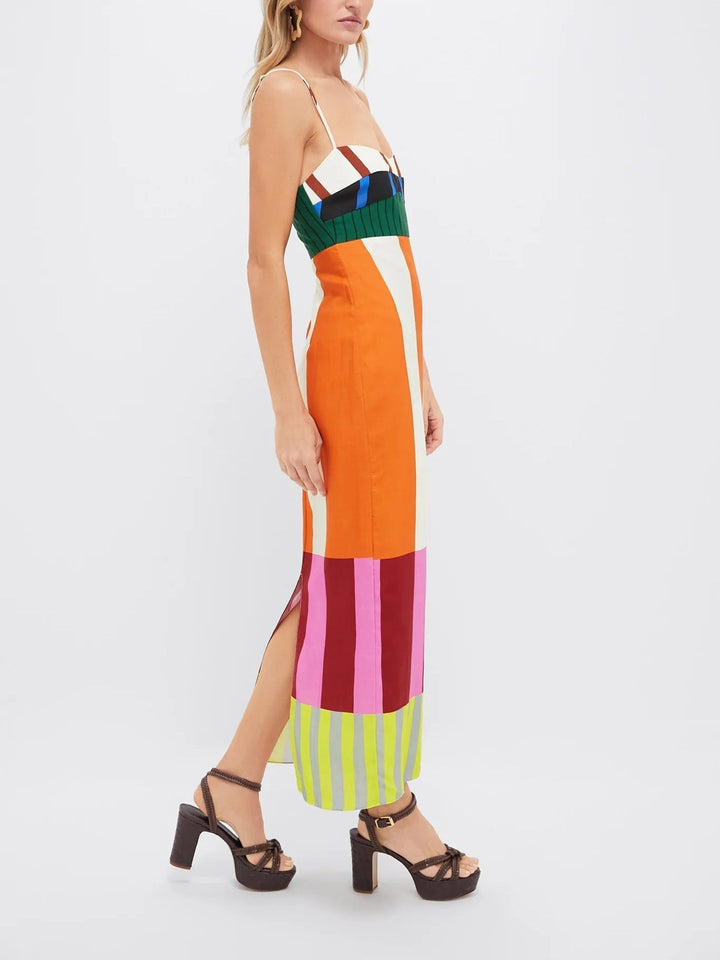 Erminia | Maxi Abito Colorato a Righe