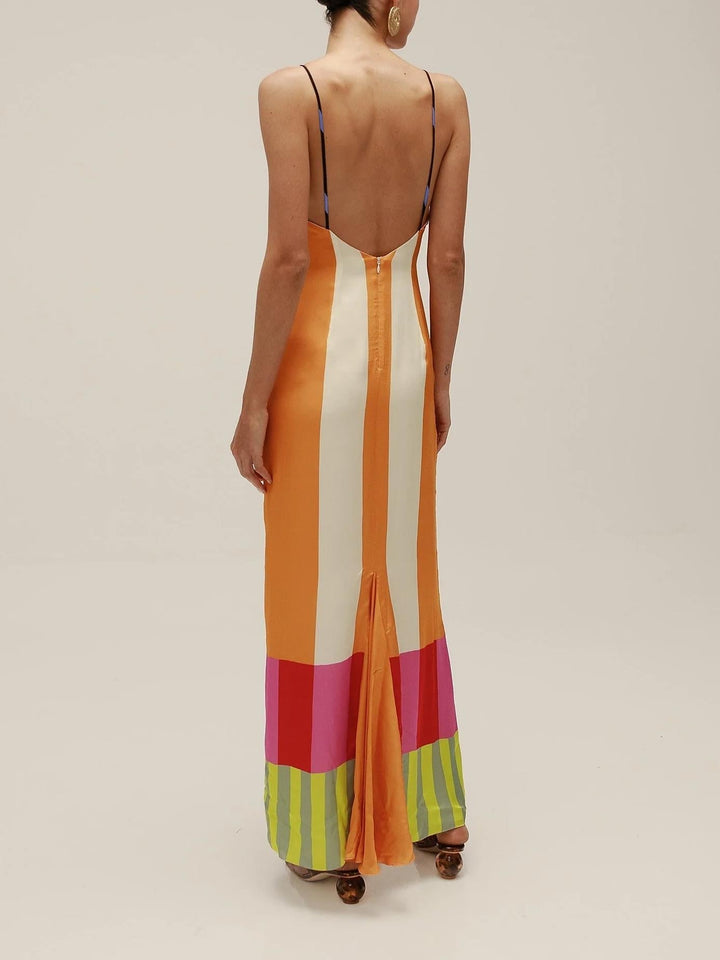 Erminia | Maxi Abito Colorato a Righe