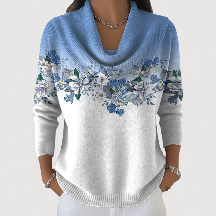 Giulia | Maglione floreale con collo morbido