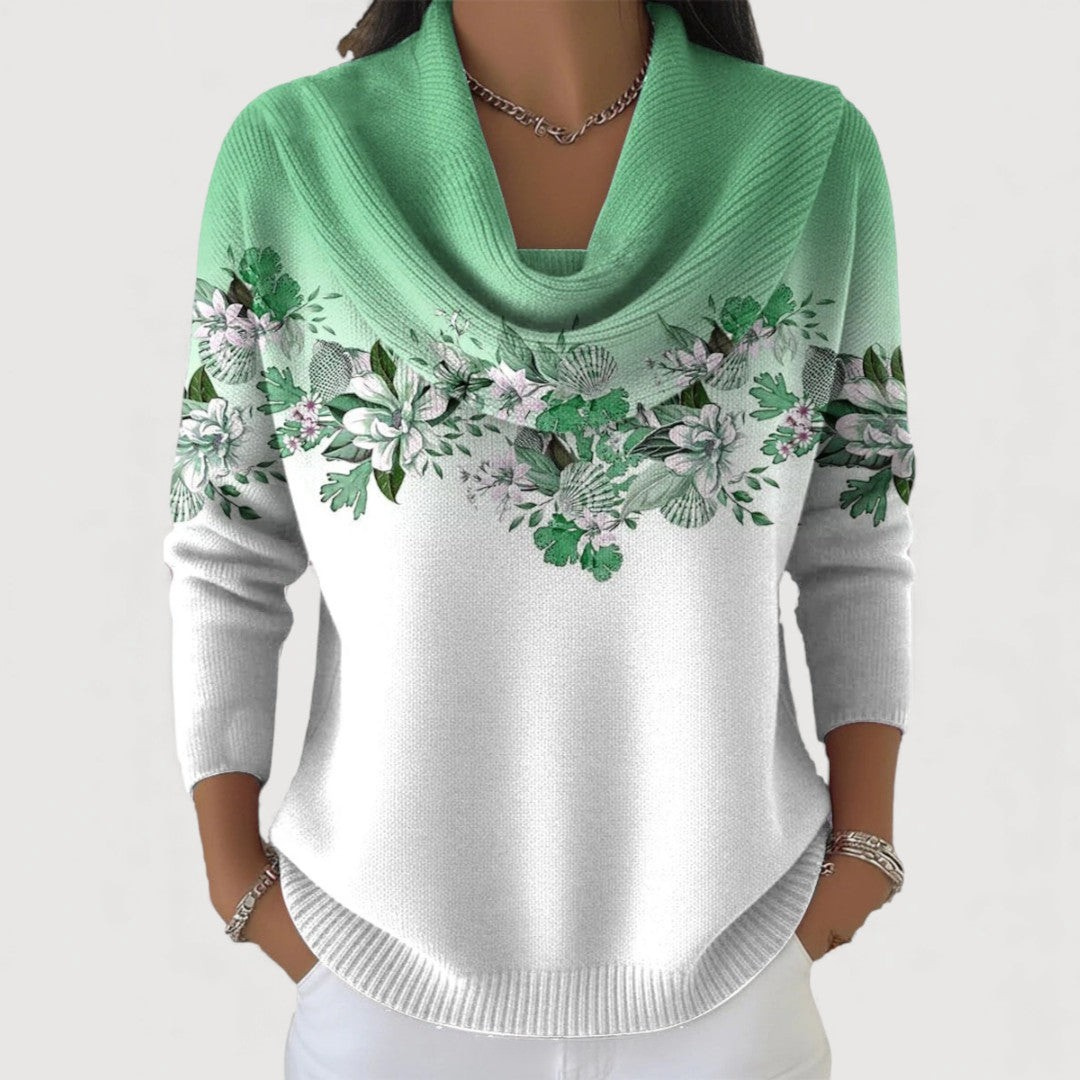 Giulia | Maglione floreale con collo morbido