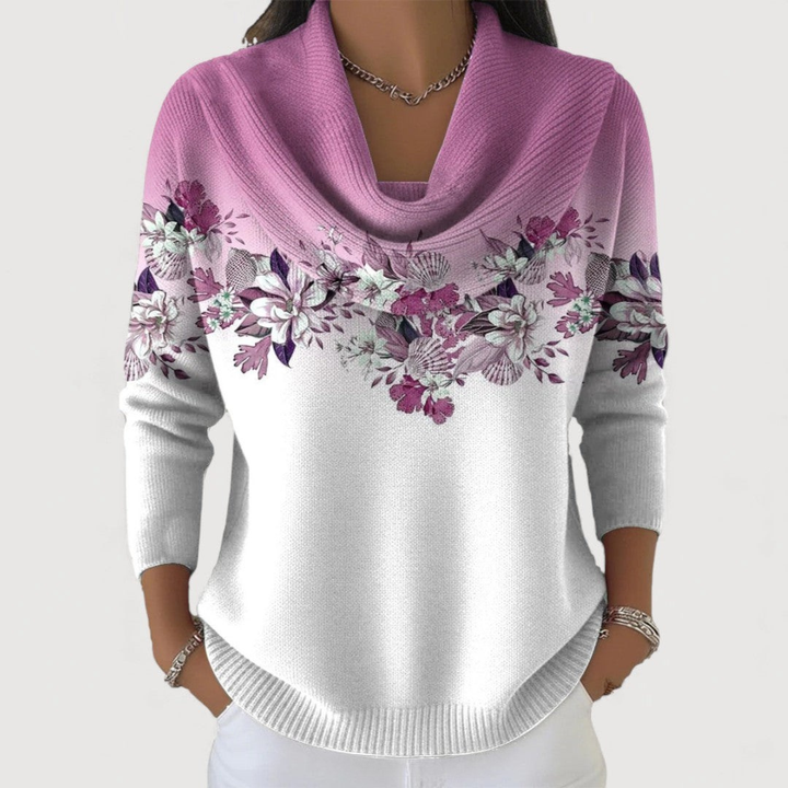 Giulia | Maglione floreale con collo morbido