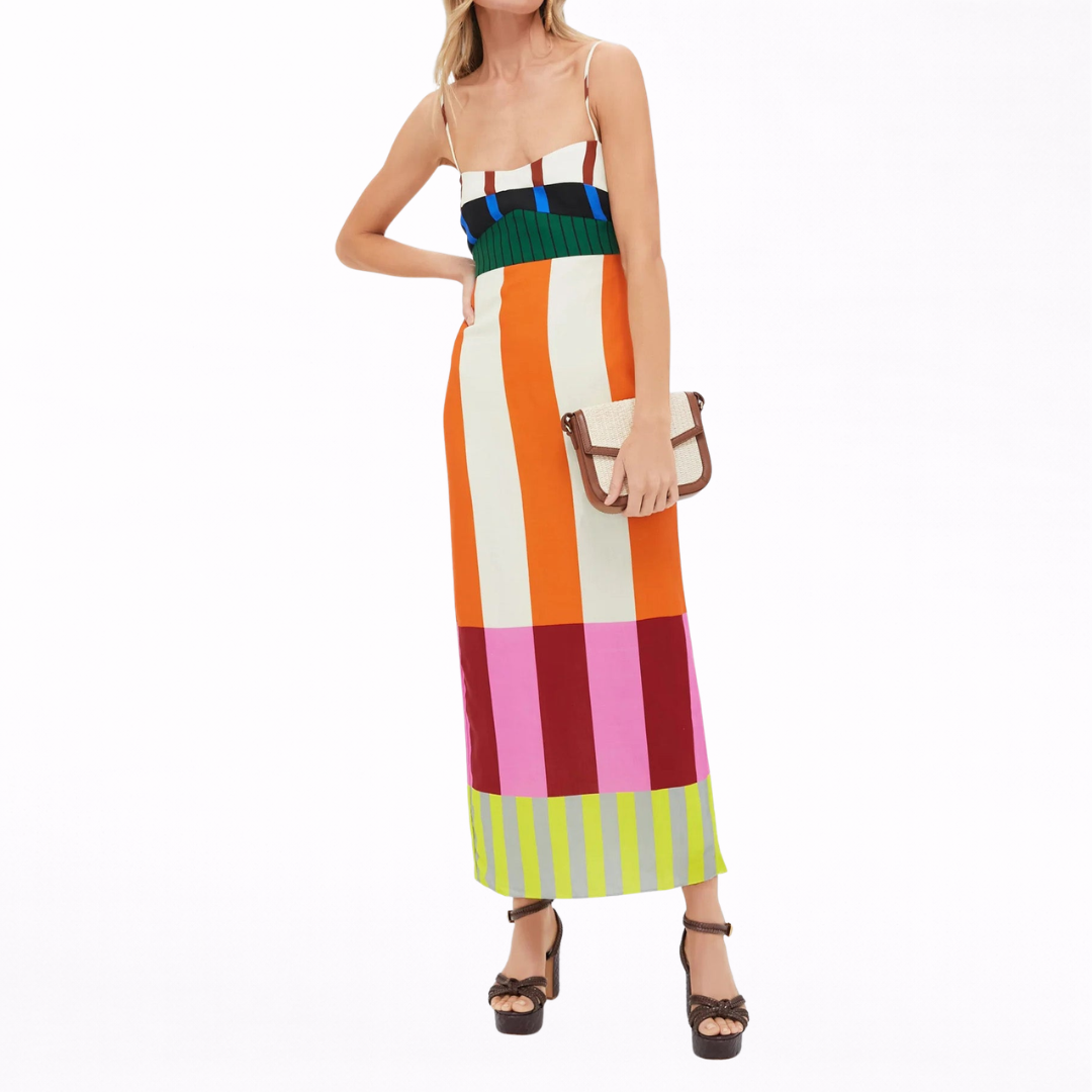 Erminia | Maxi Abito Colorato a Righe