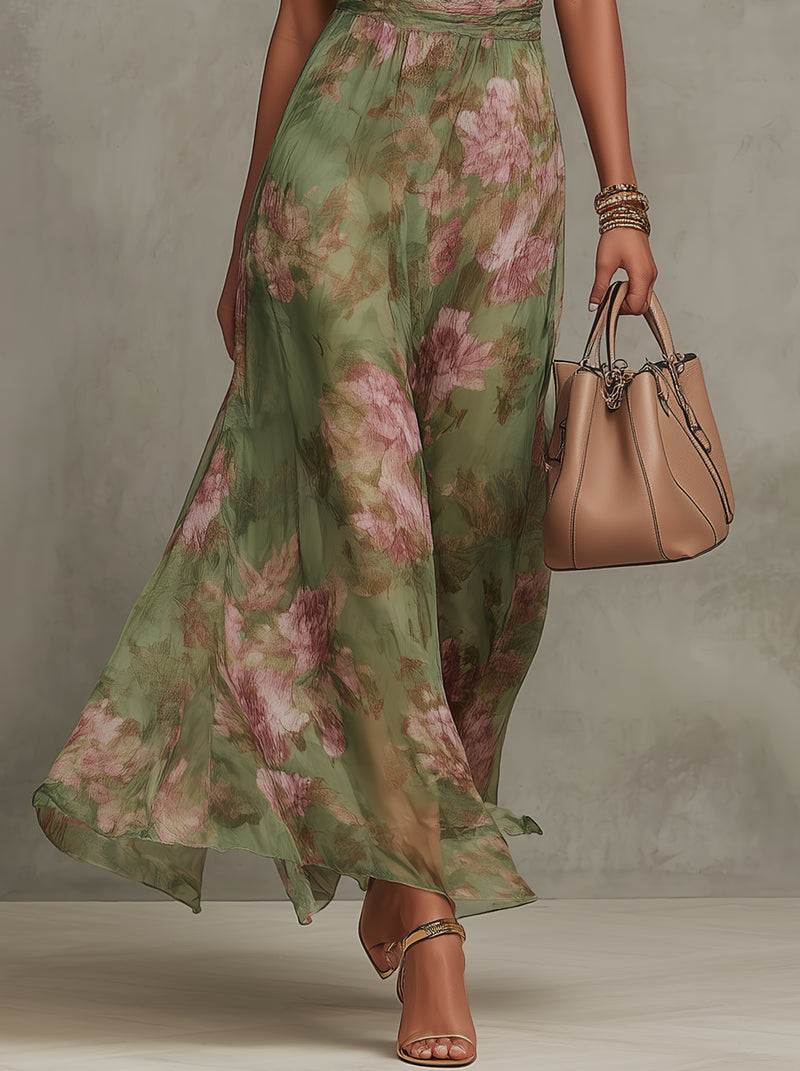 Annalisa - Abito Maxi Halter Floreale Elegante