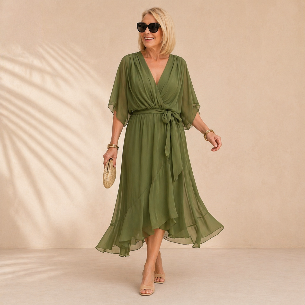 Beatrice – Abito in chiffon con scollo a V