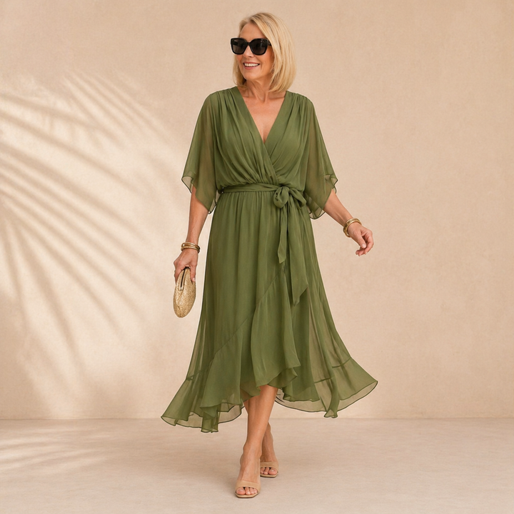 Beatrice – Abito in chiffon con scollo a V