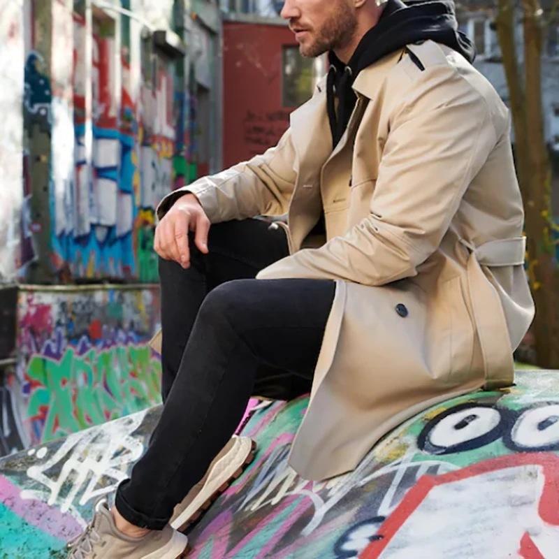 Heren Trenchcoat | Klassiek & Verfijnd | Met Reverskraag & Ceintuur | Voor Elke Gelegenheid